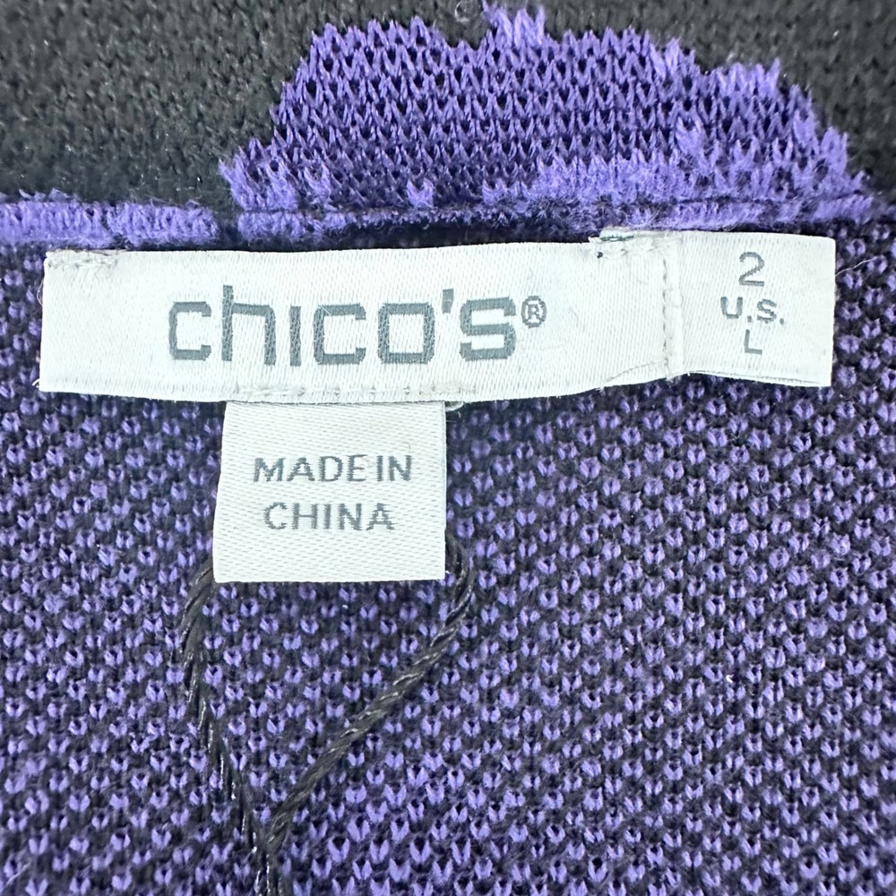 Chicos Double Breasted Knit Blazer‎ Cardigan Jacket Women's 2 Floral - Picture 3 of 10